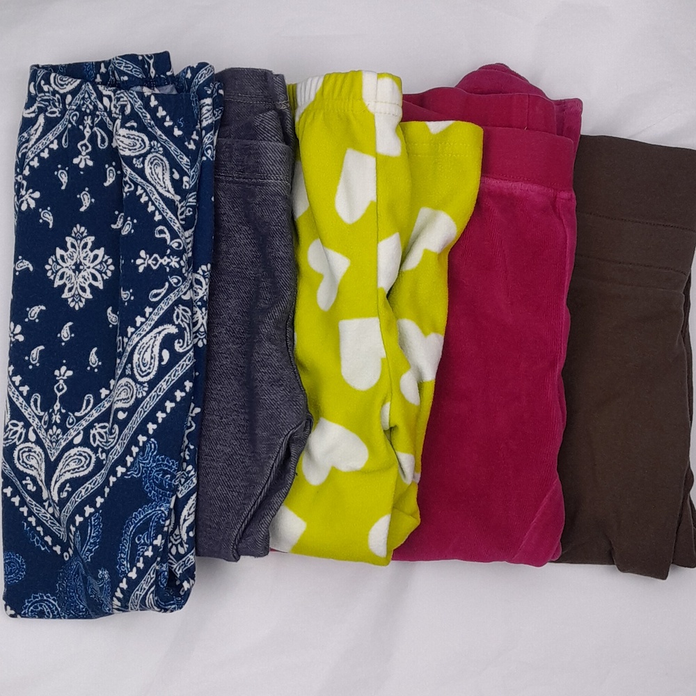 Set Of 5 Girls Leggings Bottoms Pants